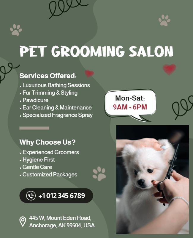 Pet Grooming Services Promotional Flyer Template