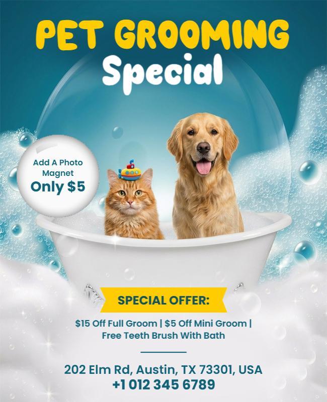 Pet Grooming Special Deal Announcement Flyer Template