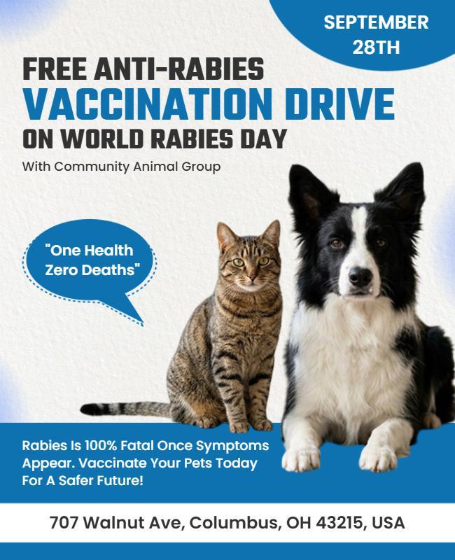 Pet Health Vaccination Drive World Rabies Day Poster Template