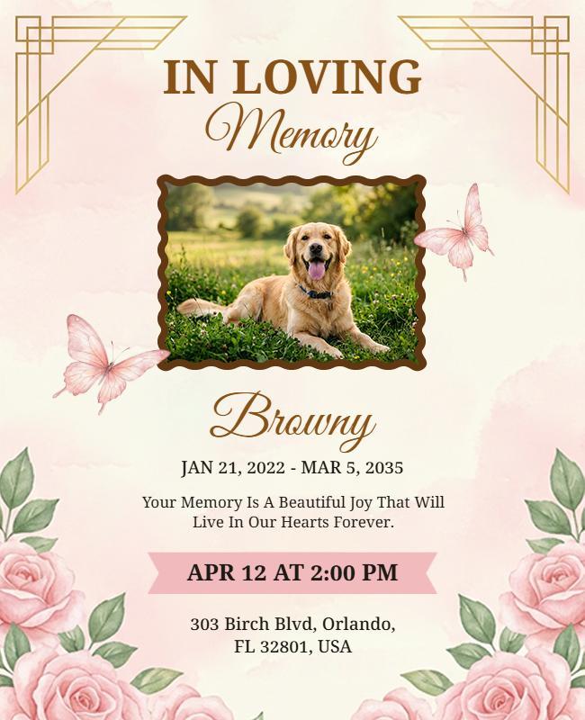 Pet Memorial Tribute with Floral Flyer Template