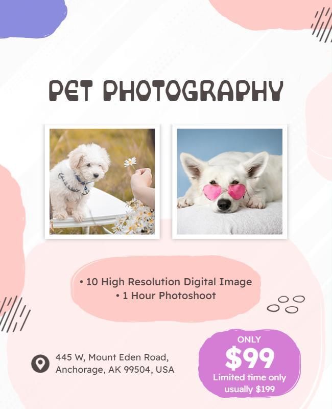 Pet Photography Service Promotional Flyer Template