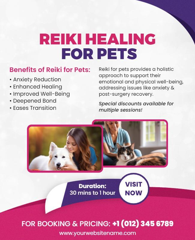 Pet Reiki Healing Session Promotional Flyer Template