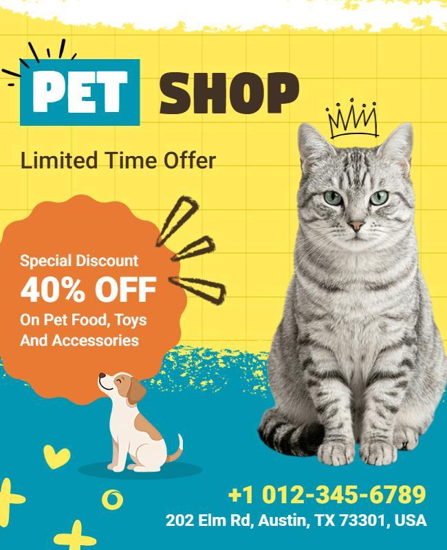 Pet Shop Discount Promotion Poster Template