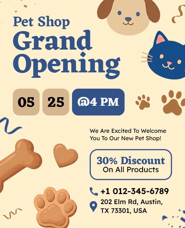 Pet Shop Grand Opening Event Poster Template