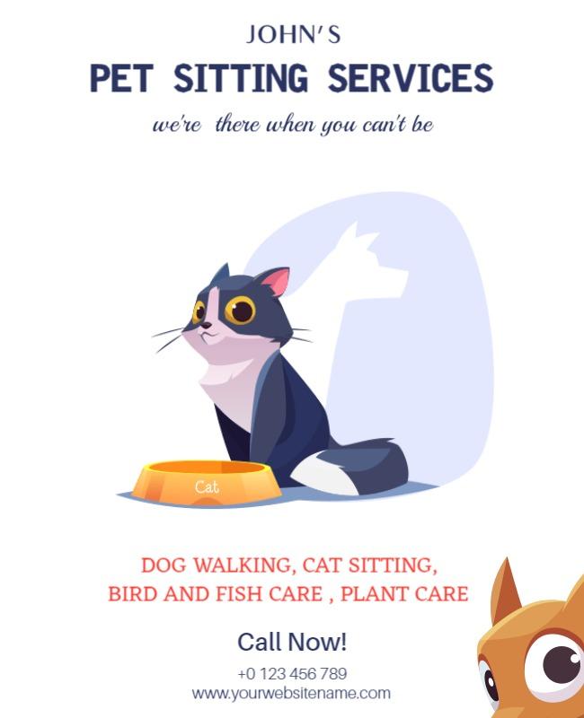 Cute Cartoon Pet Care Services Flyer Template