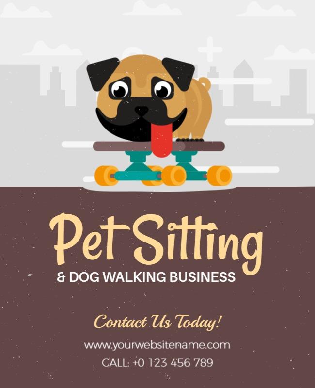 Pet Sitting and Dog Walking Service Flyer Template