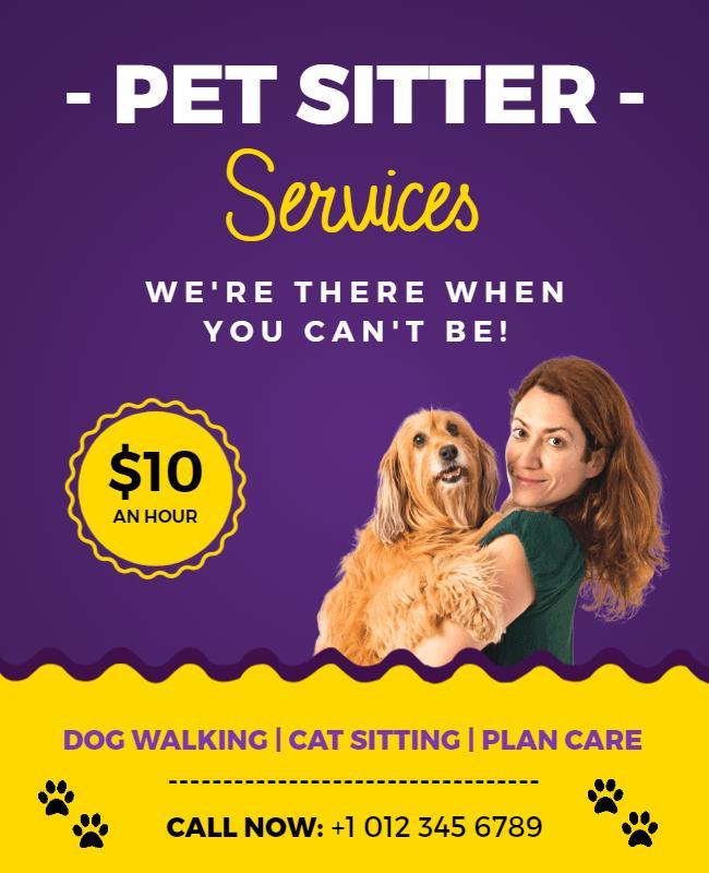 Pet Sitting and Dog Walking Services Flyer Template