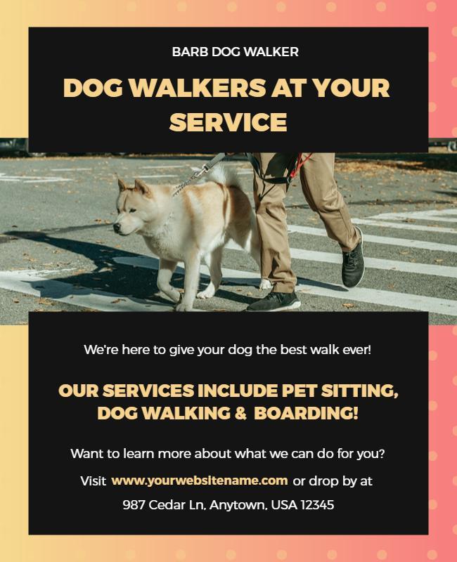 Playful Pet Care Services Dog Walking Flyer Template