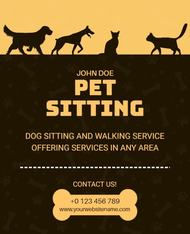 Playful Yellow Pet Sitting Service Flyer Template