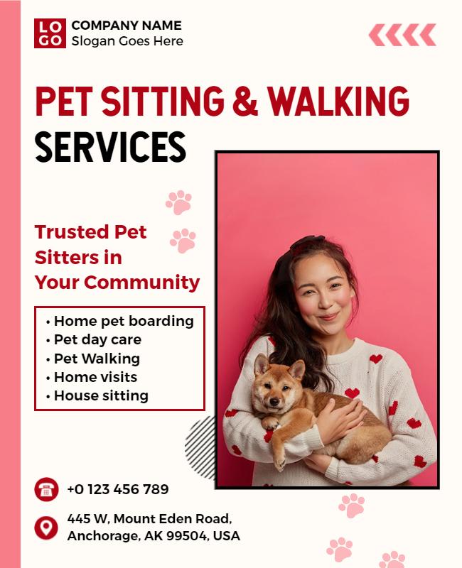 Pet Sitting and Walking Services Flyer Template