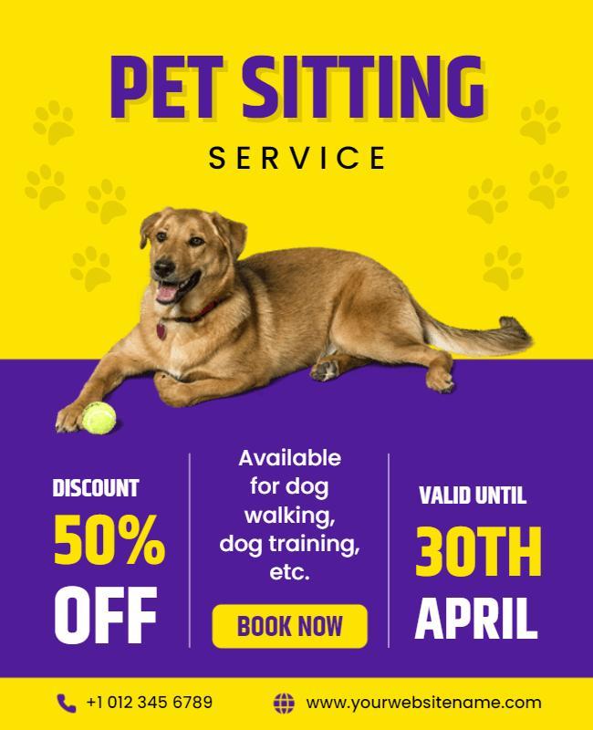 Pet Sitting Promotional Service Flyer Template