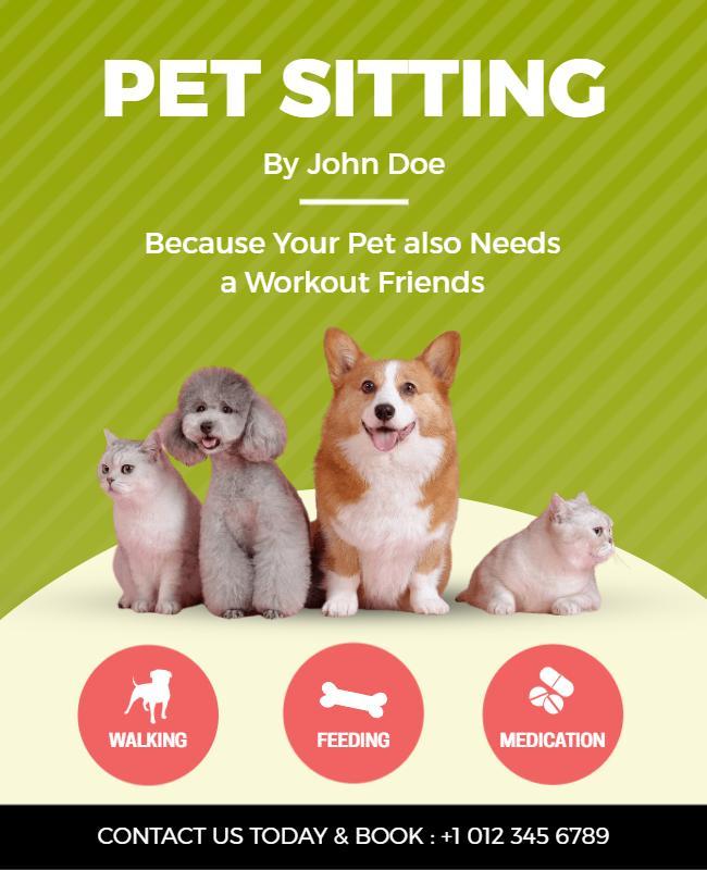 Pet Sitting Service Advertisement Flyer Template