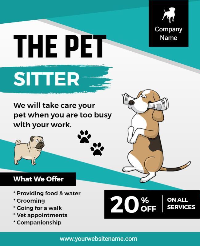 Pet Sitting Services Promotional Flyer Template