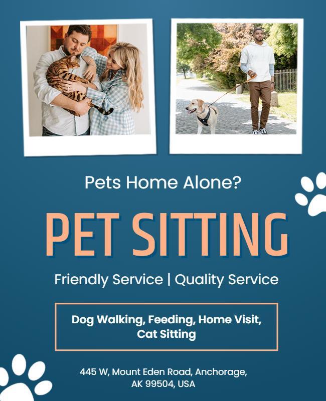 Pet Sitting Services with Dog Walking Flyer Template