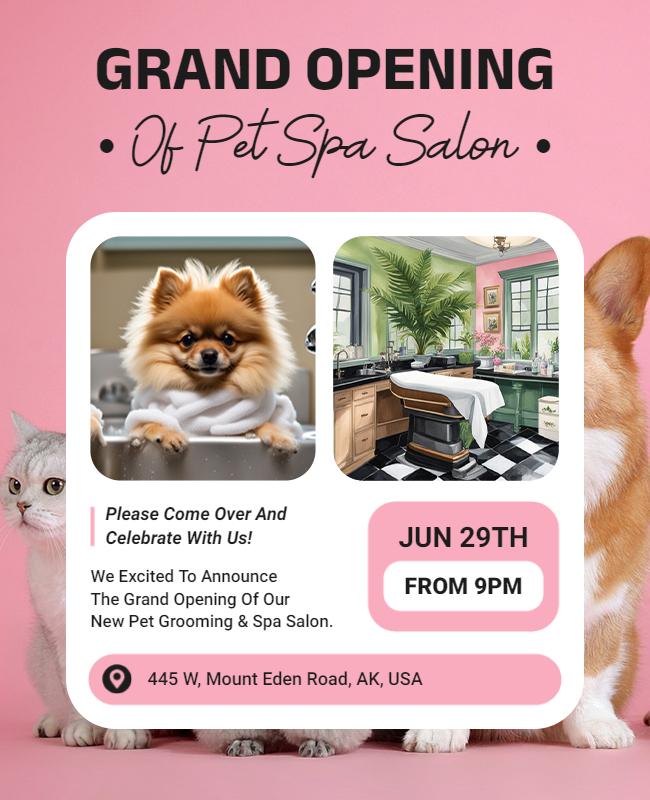 Pet Spa Salon Grand Opening Flyer Template