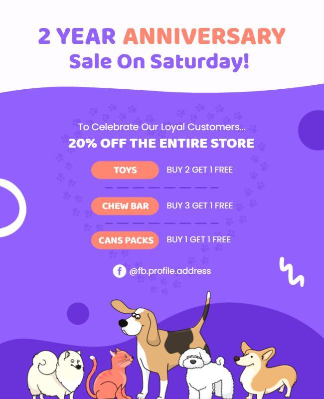 Pet Store Anniversary Sale Flyer Template