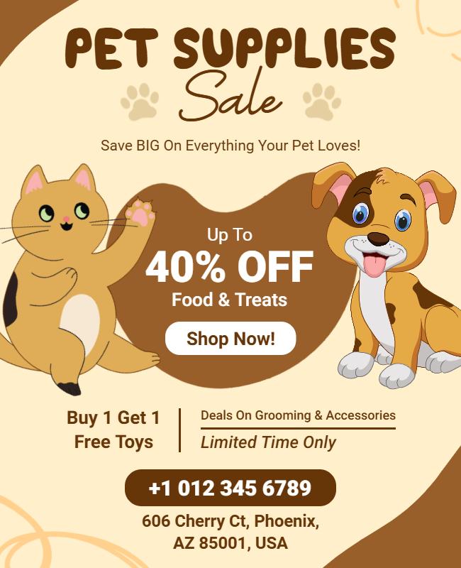 Pet Supplies Discount Sale Flyer Template