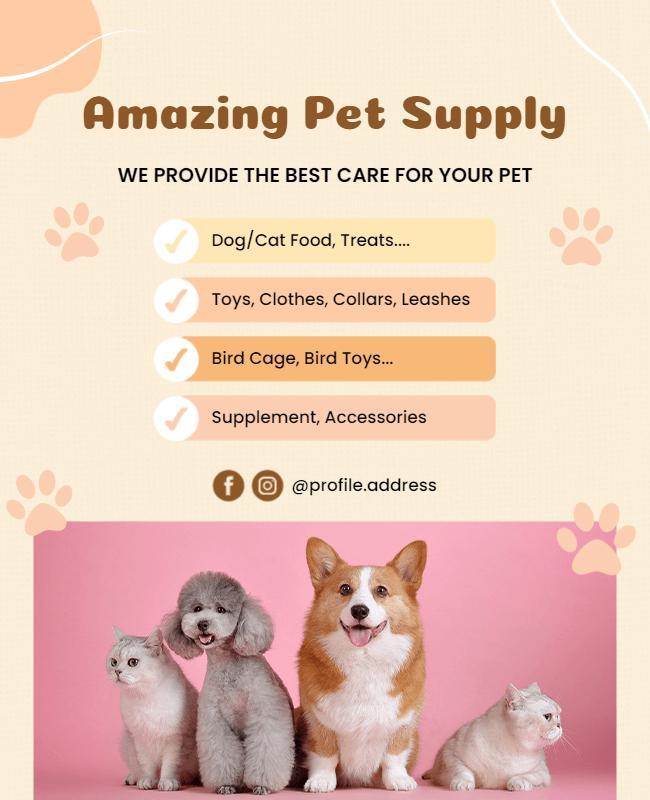 Pet Supply Store Promotional Flyer Template