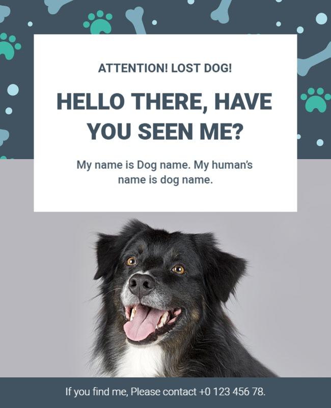 Pet-Themed Lost Dog Alert Poster Template