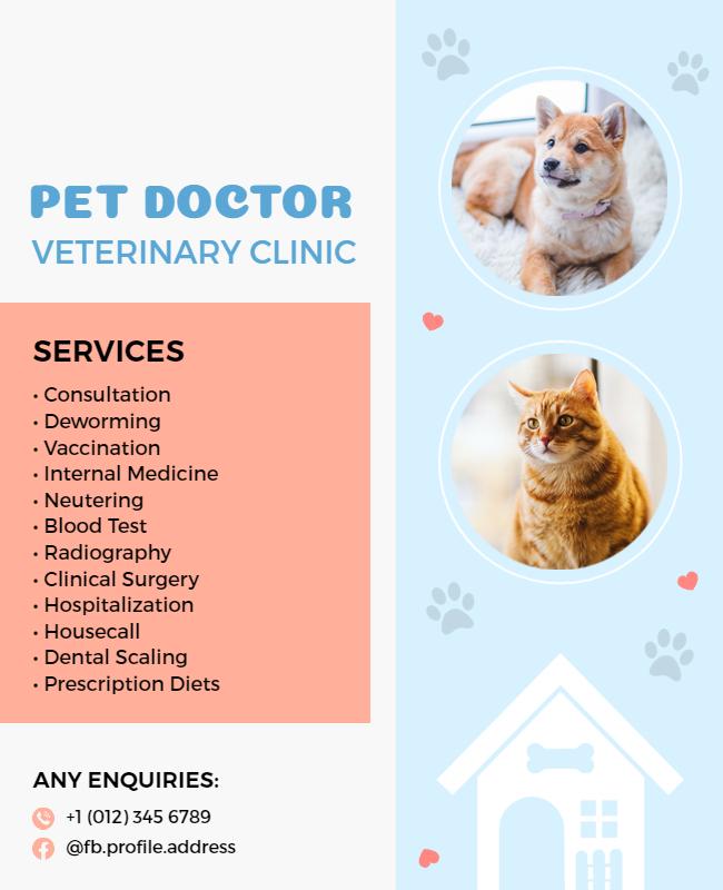 Pet Veterinary Clinic Services Flyer Template