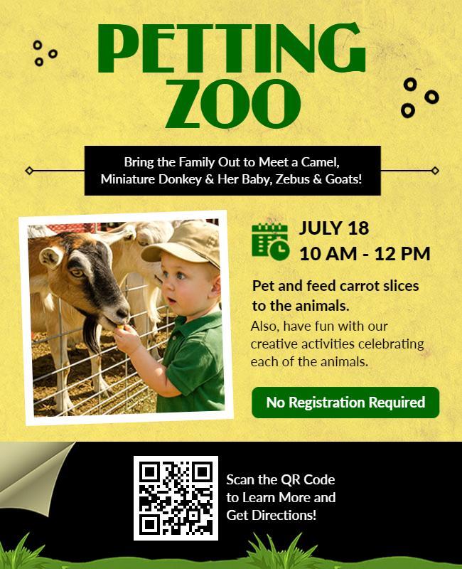 Petting Zoo Family Day with Animal Interactions Flyer Template