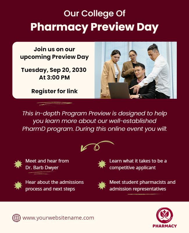 Pharmacy College Preview Day Event Flyer Template