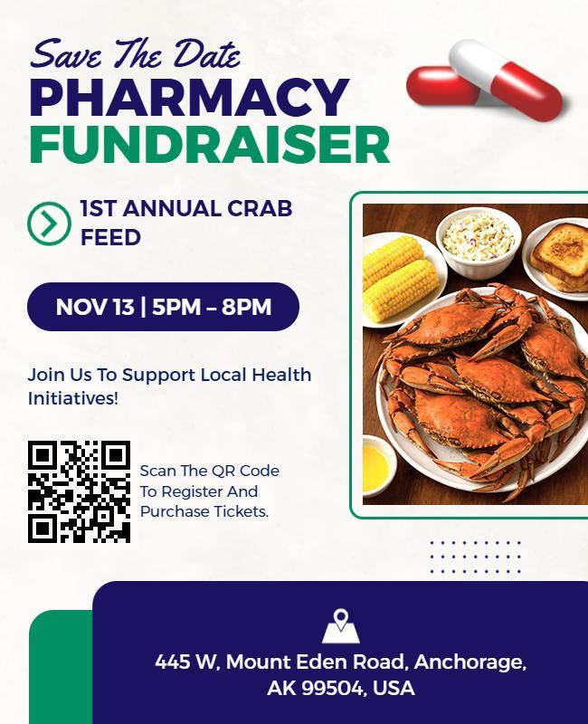 Pharmacy Fundraiser Crab Feed Event Flyer Template