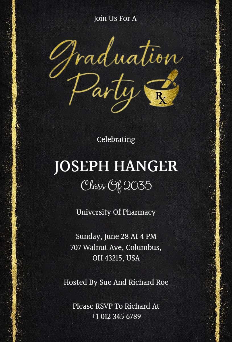 Pharmacy Nursing Graduation Celebration Party Invitation Template