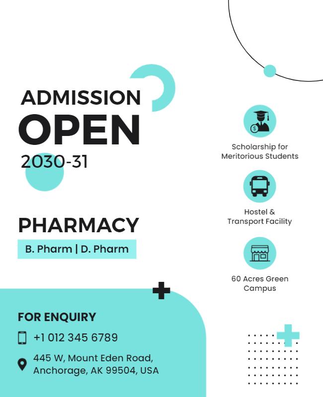 Pharmacy School Admission Open Flyer Template