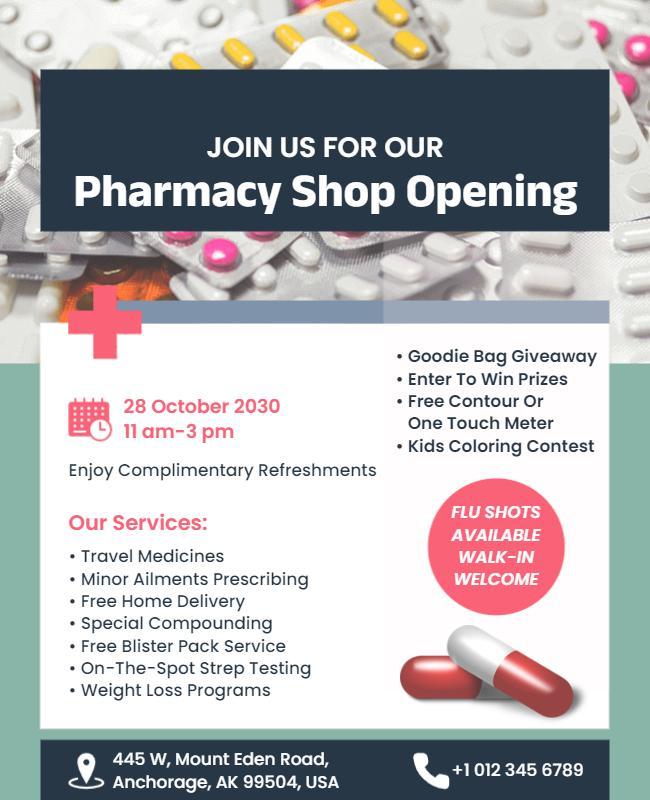 Pharmacy Shop Opening Event Flyer Template