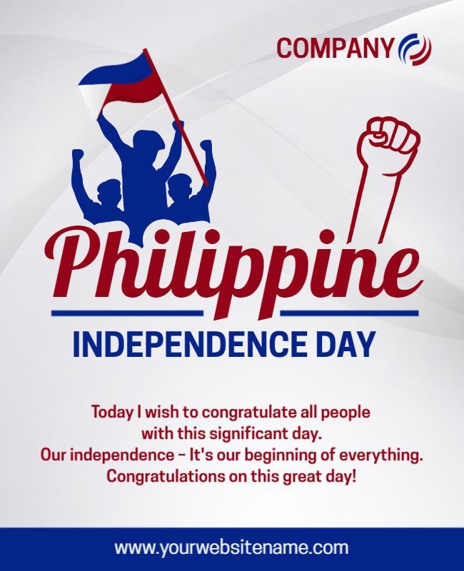 Patriotic Red and Blue Philippine Independence Day Flyer Template