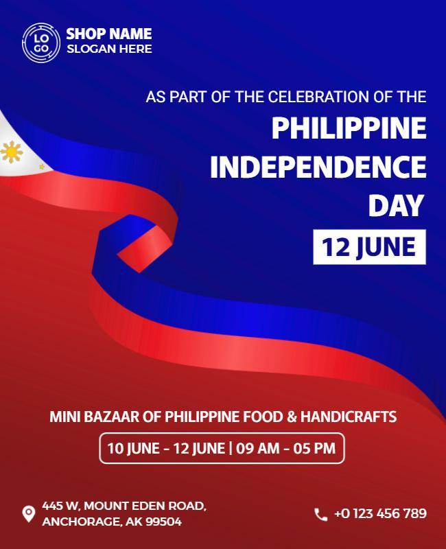 Vibrant Blue Philippine Independence Day Celebration Flyer Template