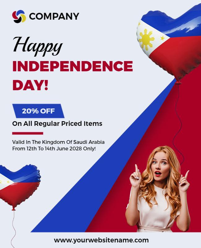 Patriotic Red and Blue Independence Day Sale Flyer Template