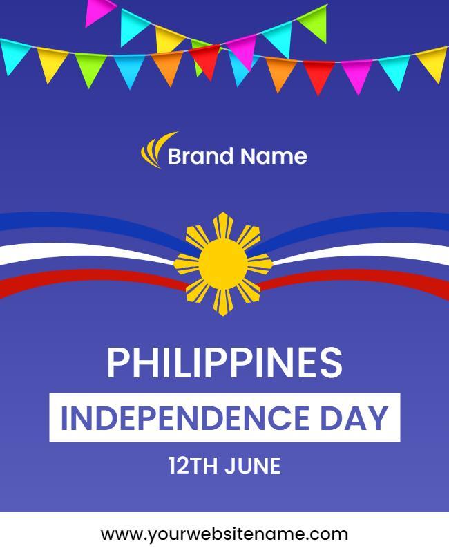 Vibrant Blue Filipino Independence Day Celebration Flyer Template