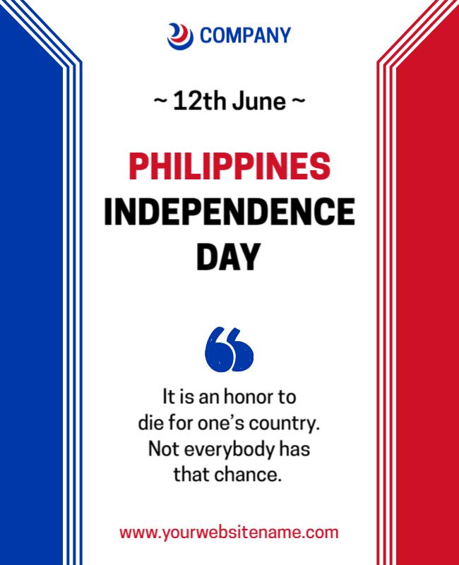 Patriotic Red White and Blue Philippines Independence Day Flyer Template