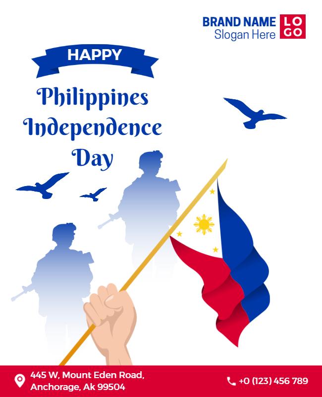 Festive Blue and White Philippines Independence Day Celebration Flyer Template