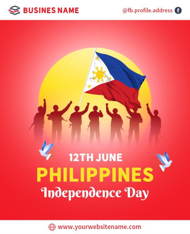 Vibrant Red Philippines Flag Independence Day Flyer Template