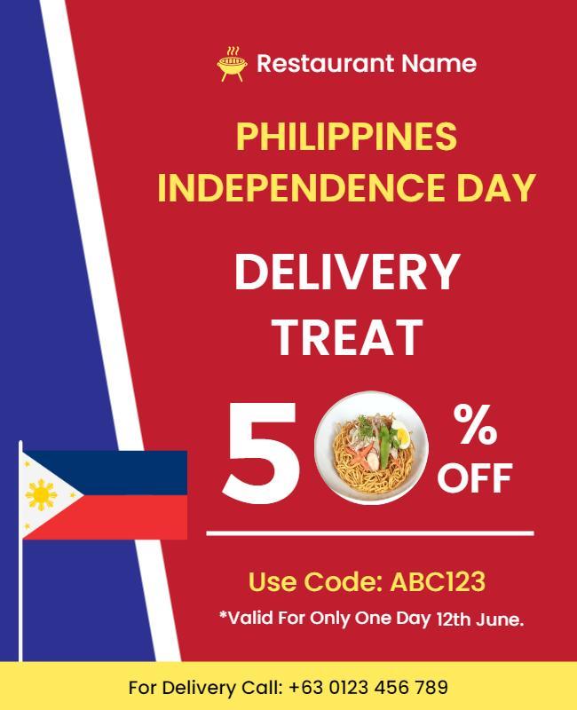 Philippines Independence Day Restaurant Discount Flyer Template