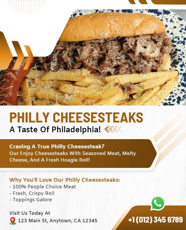 Philly Cheesesteaks Restaurant Promotion Flyer Template