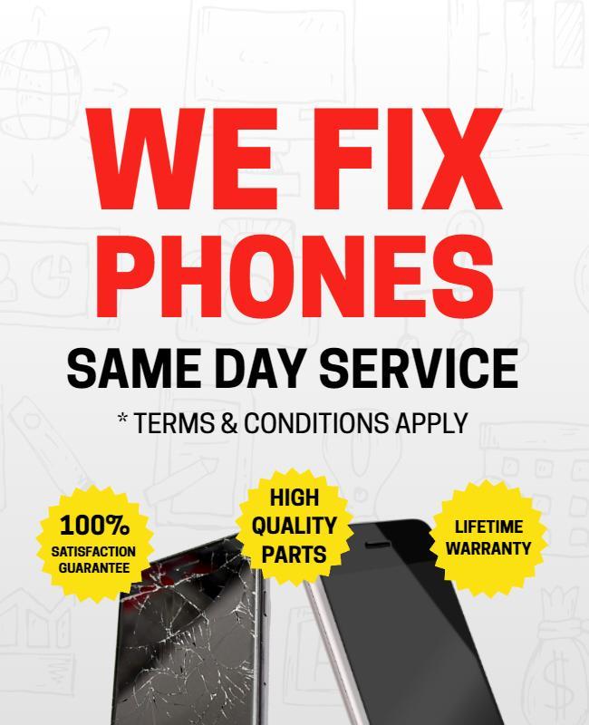 Phone Repair Same Day Service Flyer Template