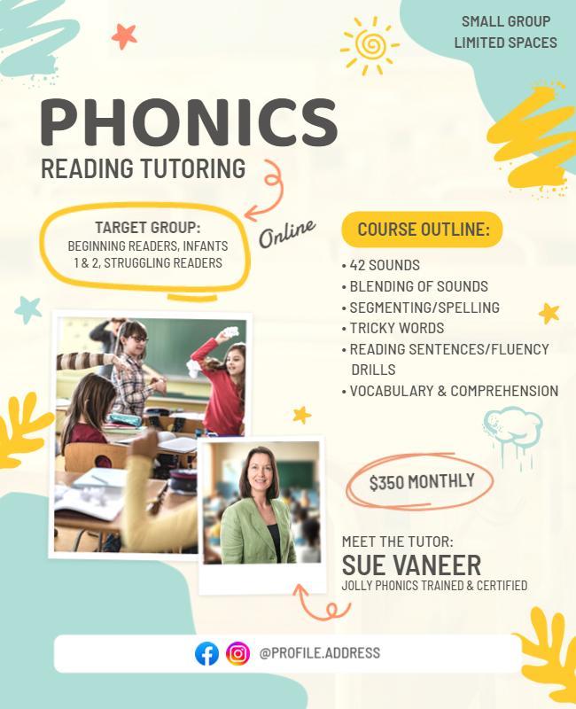 Phonics Reading Tutoring Service Flyer Template