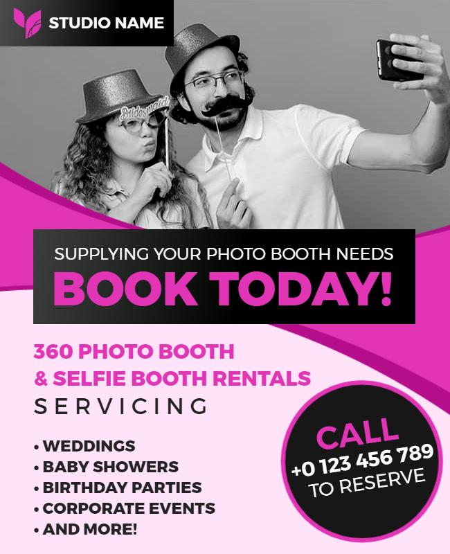 Photo Booth Rental Service Flyer Template