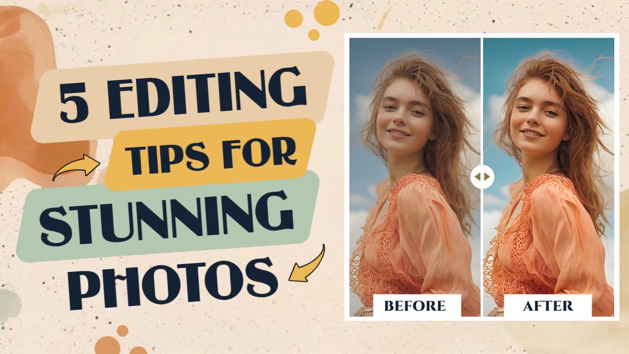 Photo Editing Tips for Stunning Visuals Trending YouTube Thumbnail Template