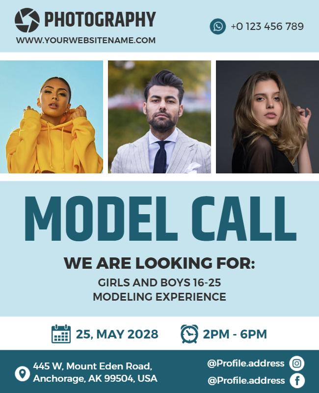 Photography Model Call Event Flyer Template