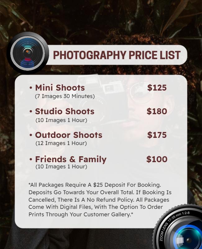 Photography Services Pricing Flyer Template