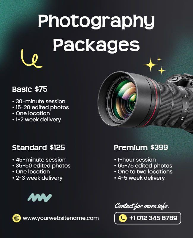 Photography Services Pricing Package Flyer Template