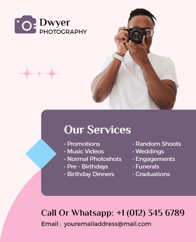 Modern Minimalist Photography Services Business Flyer Template