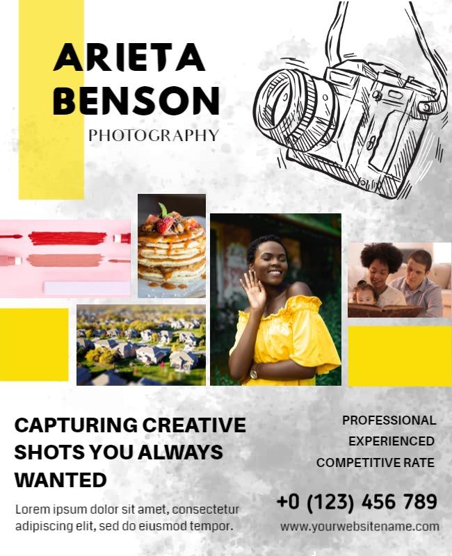 Creative Yellow Photography Services Promotion Flyer Template