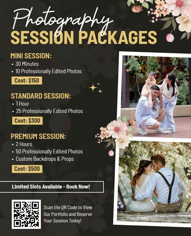 Photography Session Packages Promotional Flyer Template