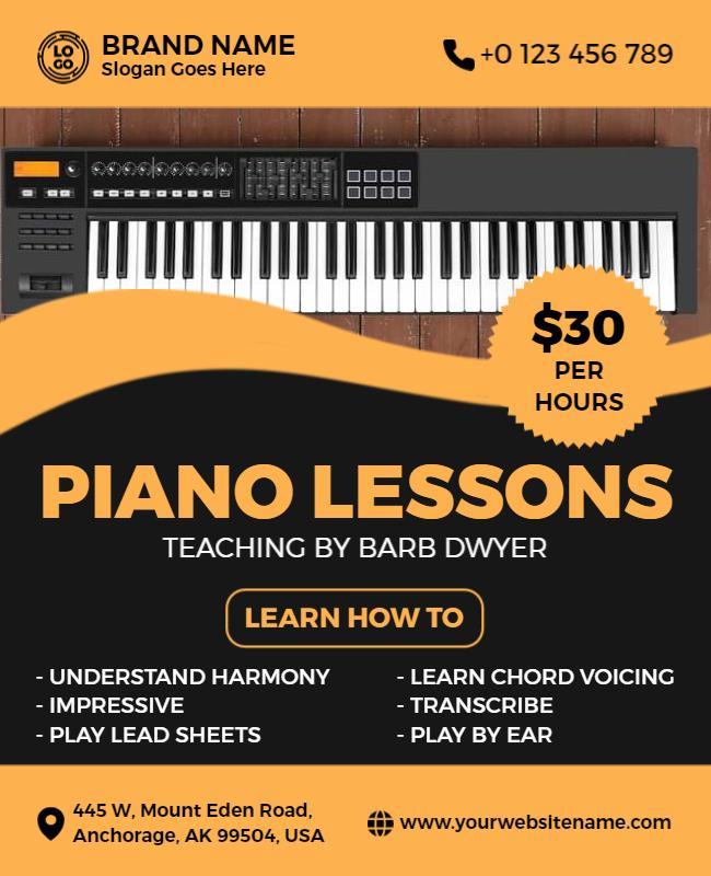 Piano Lessons and Music Instruction Flyer Template